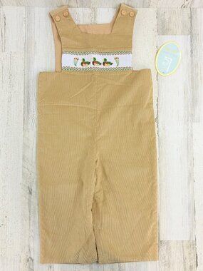 Little English Smocked Longall Jon Jon Sz 4T NWT Mallard Ducks